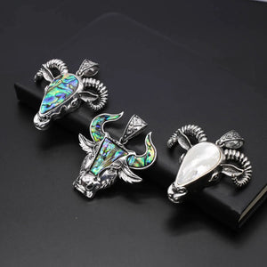 Abalone Shell Pendant Cow Sheep's Head Charms Jewelry Making DIY