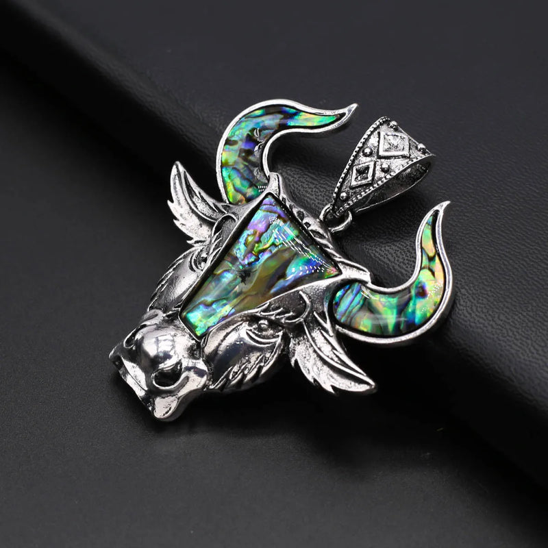Abalone Shell Pendant Cow Sheep's Head Charms Jewelry Making DIY