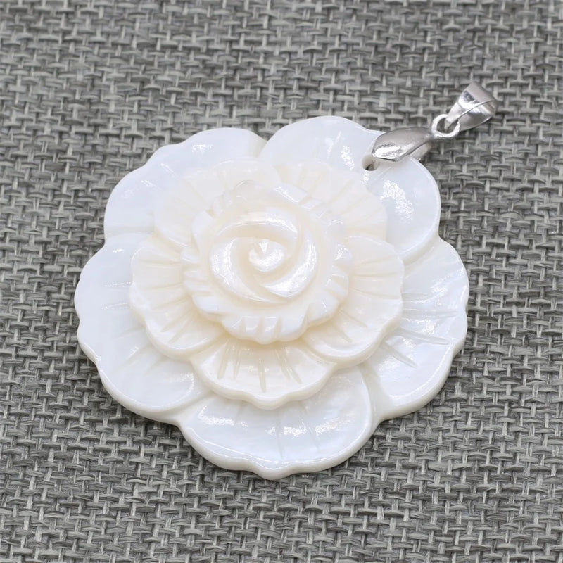 Abalone Shell Pendant Flower Shape Mother of Pearl Charms for DIY Necklace