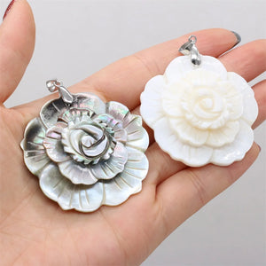 Abalone Shell Pendant Flower Shape Mother of Pearl Charms for DIY Necklace