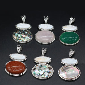 Abalone Shell Pendant Gemstone Charms for DIY Necklace Making