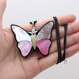 Abalone Butterfly Pendant Necklace Mother-of-pearl Shell Charms