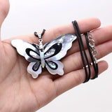 Abalone Butterfly Pendant Necklace Mother-of-pearl Shell Charms