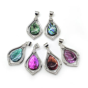 Abalone Shell Pendant Necklace Teardrop Shape Charms Women Jewelry