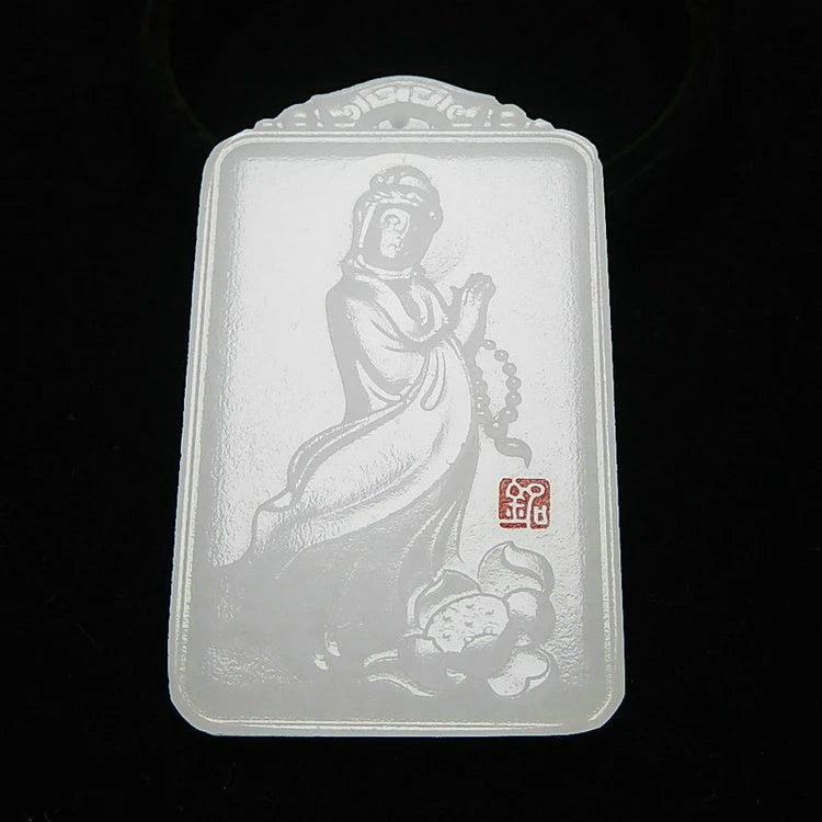 Natural Afghan Jade Guanyin Pendant Man Necklace