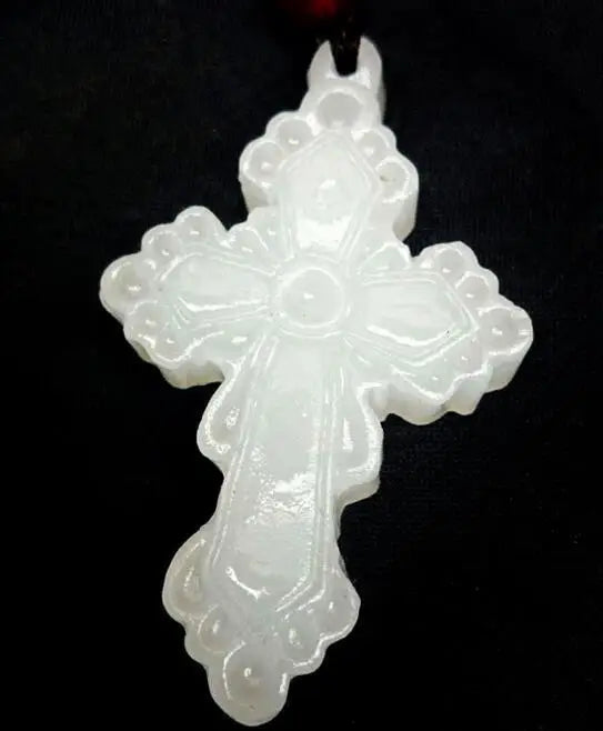 Afghan Jade Lace Cross Necklace Pendant