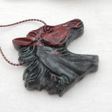Natural Blood Stone Carved Horse Head Charm Pendant Bead