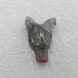 African Blood Stone Carved Wolf Head Pendant Bead 25x17x10mm