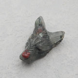 African Blood Stone Carved Wolf Head Pendant Bead 25x17x10mm