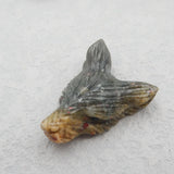 African Blood Stone Carved Wolf Head Pendant Bead 34x25mm