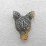 African Blood Stone Carved Wolf Head Pendant Bead 34x25mm
