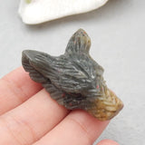 African Blood Stone Carved Wolf Head Pendant Bead 34x25mm