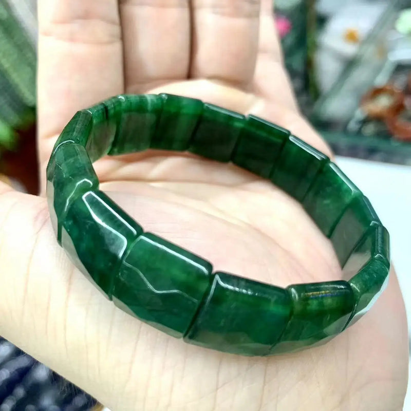 African Jade Stone Beads Bracelet Gemstone Bangle for Women Men Gift