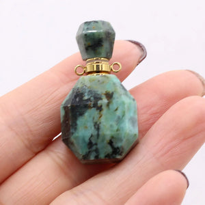 African Pine Stone Perfume Bottle Necklace Pendant Charms