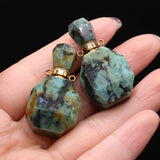 African Pine Stone Perfume Bottle Necklace Pendant Charms