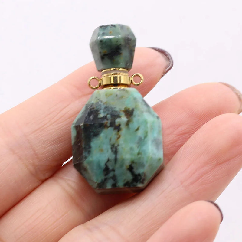 African Pine Stone Perfume Bottle Necklace Pendant Charms