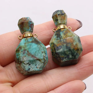 African Pine Stone Perfume Bottle Necklace Pendant Charms