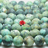 African Turquoise Matte Round Beads Loose Gemstones for Jewelry Making