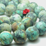 African Turquoise Matte Round Beads Loose Gemstones for Jewelry Making