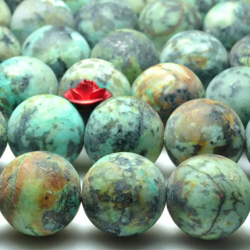 African Turquoise Matte Round Beads Loose Gemstones for Jewelry Making