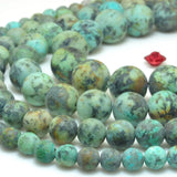 African Turquoise Matte Round Beads Loose Gemstones for Jewelry Making