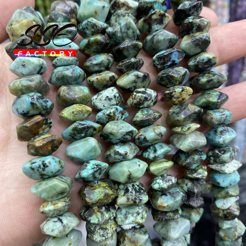 African Turquoise Beads Irregular Cut Loose Spacer Beads for Jewelry Making
