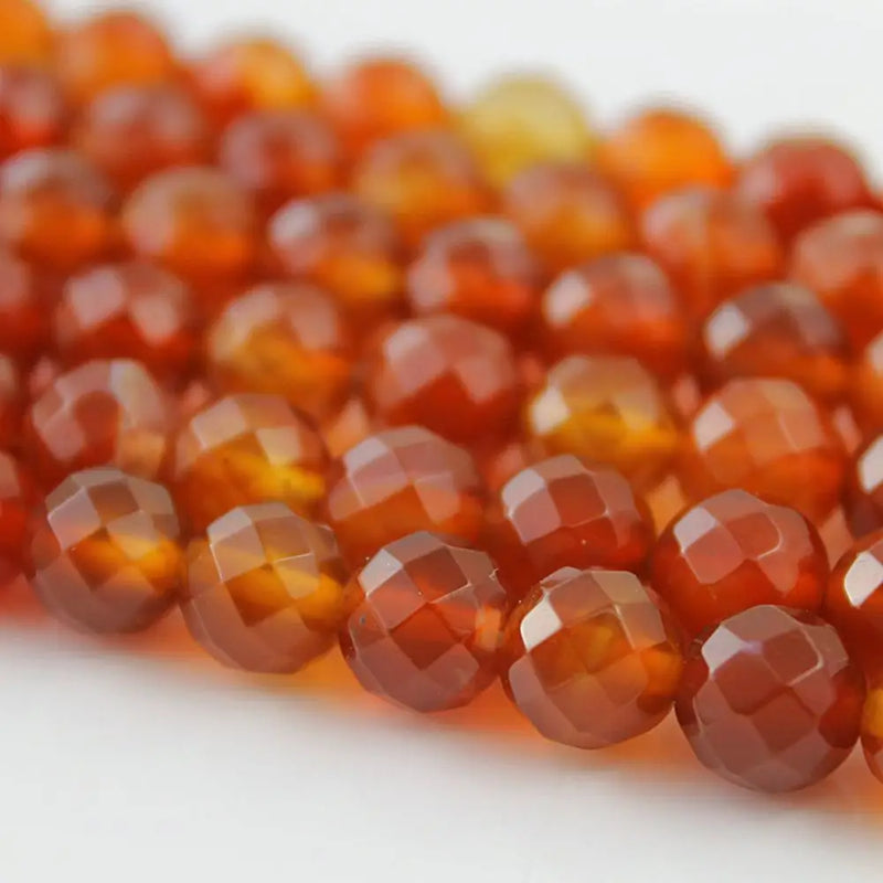 64cut Faceted Carnelian Round Gemstone Loose Beads 4 8 10 12mm