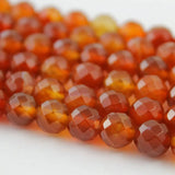 64cut Faceted Carnelian Round Gemstone Loose Beads 4 8 10 12mm