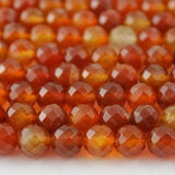 64cut Faceted Carnelian Round Gemstone Loose Beads 4 8 10 12mm