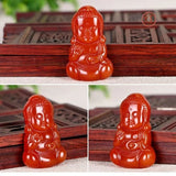 Natural Agate Baby Buddha Pendant Chinese Carved Charm Amulet