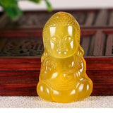Natural Agate Baby Buddha Pendant Chinese Carved Charm Amulet