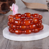 Agate Barrel Bead Bracelet for Men and Women
