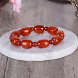 Agate Barrel Bead Bracelet for Men and Women