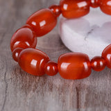 Agate Barrel Bead Bracelet for Men and Women