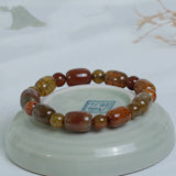 Natural Agate Barrel Beads Bracelet for Men and Women