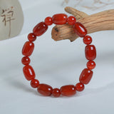 Natural Agate Barrel Beads Bracelet for Men and Women