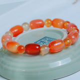 Natural Agate Barrel Beads Bracelet for Men and Women
