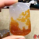 Natural Agate Jade Chalcedony Landscape Pendant, Fashionable Jade Pendant