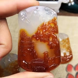 Natural Agate Jade Chalcedony Landscape Pendant, Fashionable Jade Pendant