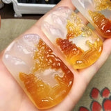 Natural Agate Jade Chalcedony Landscape Pendant, Fashionable Jade Pendant
