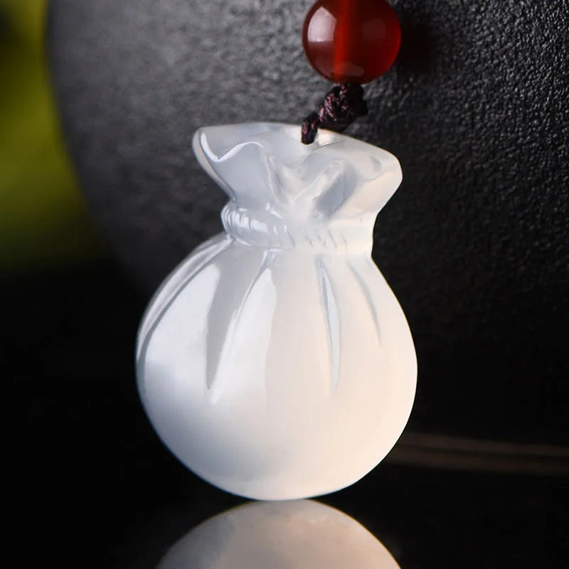 Natural Agate Blessing Bag Pendant Necklace Charm Jewellery Accessories