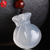 Natural Agate Blessing Bag Pendant Necklace Charm Jewellery Accessories