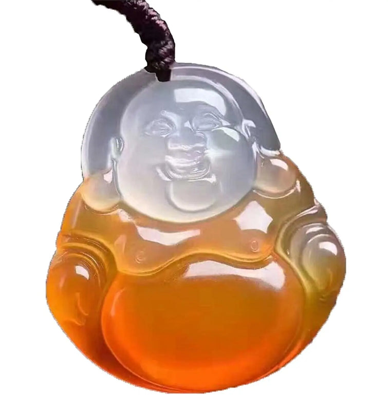 Natural Agate Crafted Buddha Pendant for Wealth & Luck Necklace