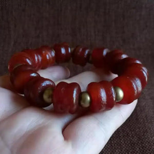 Natural Agate Bracelet Men Women Healing Gemstone Fine Jewelry Tibetan Buddhism