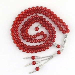 Red Agate Bead Bracelet Tesbih Islamic Fringe Necklace Women Gift
