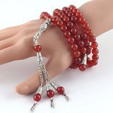 Red Agate Bead Bracelet Tesbih Islamic Fringe Necklace Women Gift