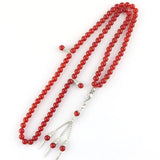 Red Agate Bead Bracelet Tesbih Islamic Fringe Necklace Women Gift