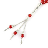 Red Agate Bead Bracelet Tesbih Islamic Fringe Necklace Women Gift