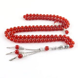 Red Agate Bead Bracelet Tesbih Islamic Fringe Necklace Women Gift