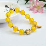 Natural Agate Chalcedony Lion Bracelet Men Women Jewelry Gift